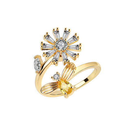 SMJEL Luksuzni Anxiety Ring Fidget Spinner za žene Crystal Flower Bee Butterfly Ring Spinning Anti-Stress Wedding Jewelry Darovi
