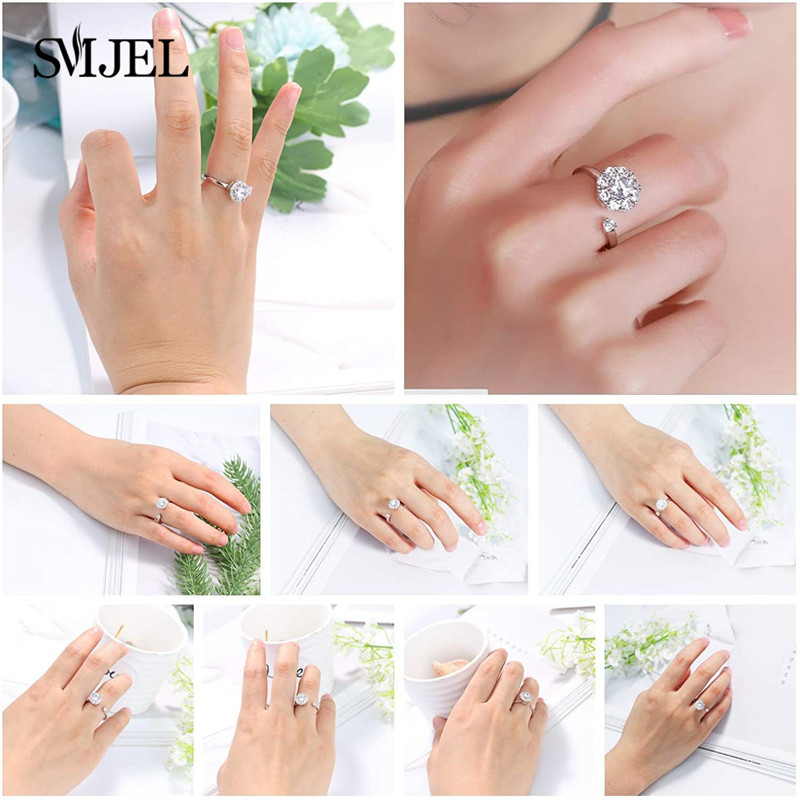 SMJEL Luksuzni Anxiety Ring Fidget Spinner za žene Crystal Flower Bee Butterfly Ring Spinning Anti-Stress Wedding Jewelry Darovi