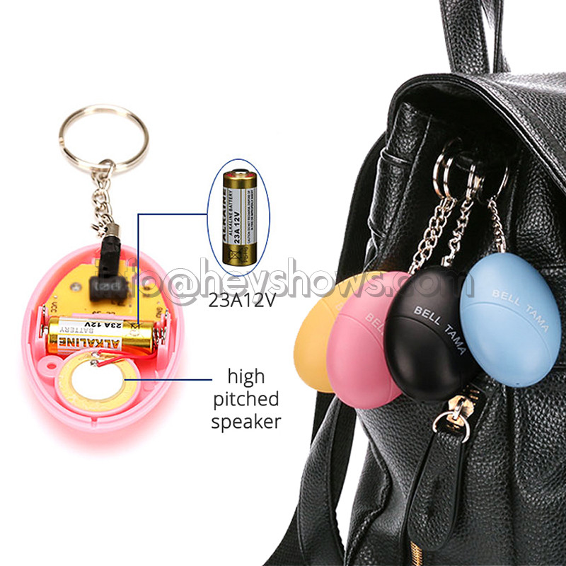 Savigynos signalizacija 120dB Kiaušinio formos Mergaitė Moterys Apsauga Apsaugos Įspėjimas Asmeninė sauga Pagalba Garsiai šaukti raktų pakabuko avarinis signalas