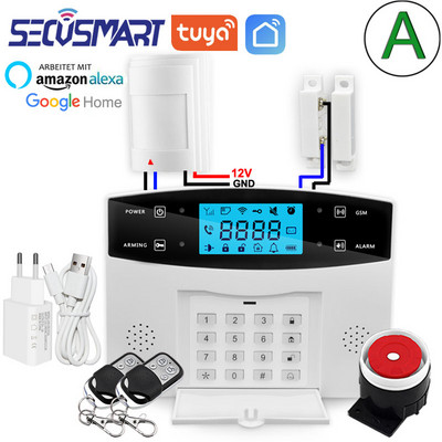 Tuya Smart WiFi signalizacijos sistema GSM belaidė namų apsauga nuo įsilaužimo garso signalizacija laidinis detektorius Smart Life APP Alexa Google Home