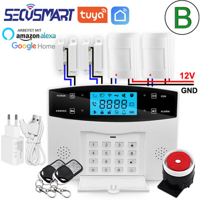 Tuya Smart WiFi signalizacijos sistema GSM belaidė namų apsauga nuo įsilaužimo garso signalizacija laidinis detektorius Smart Life APP Alexa Google Home