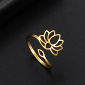 COOLTIME Prstenovi s lotosovim cvijetom od nehrđajućeg čelika za žene Vintage nakit 2023. Podesivi Buddha joga prsten Poklon za vjenčanu majku Bague