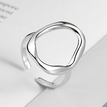 QMCOCO Μινιμαλιστικό ακανόνιστο κοίλο οβάλ ασημί χρώμα γεωμετρικό δαχτυλίδι για γυναίκες ανοιχτά δαχτυλίδια Εκλεκτά κοσμήματα στολίδια δώρα