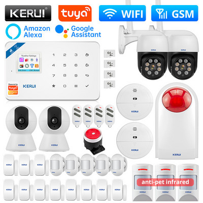 KERUI W181 Alarmový systém WIFI GSM Alarm Inteligentná domáca súprava Tuya Smart Support Alexa Senzor pohybu zvierat Bezdrôtová siréna
