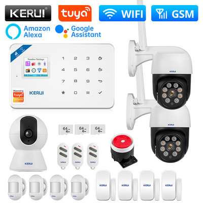Σύστημα συναγερμού KERUI W181 WIFI GSM Alarm Smart Home Kit Tuya Smart Support Alexa Animal Motion Sensor Detector Ασύρματη σειρήνα