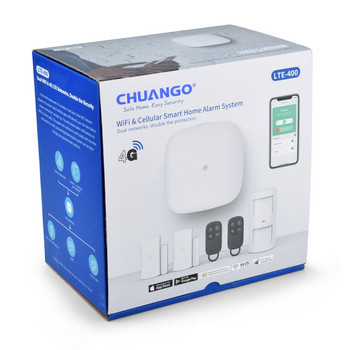 Превъзходна Chuango 400-LTE WiFi & 4G GSM високопроизводителна алармена система Интелигентна домашна алармена система с детектор за дим/газ/PIR