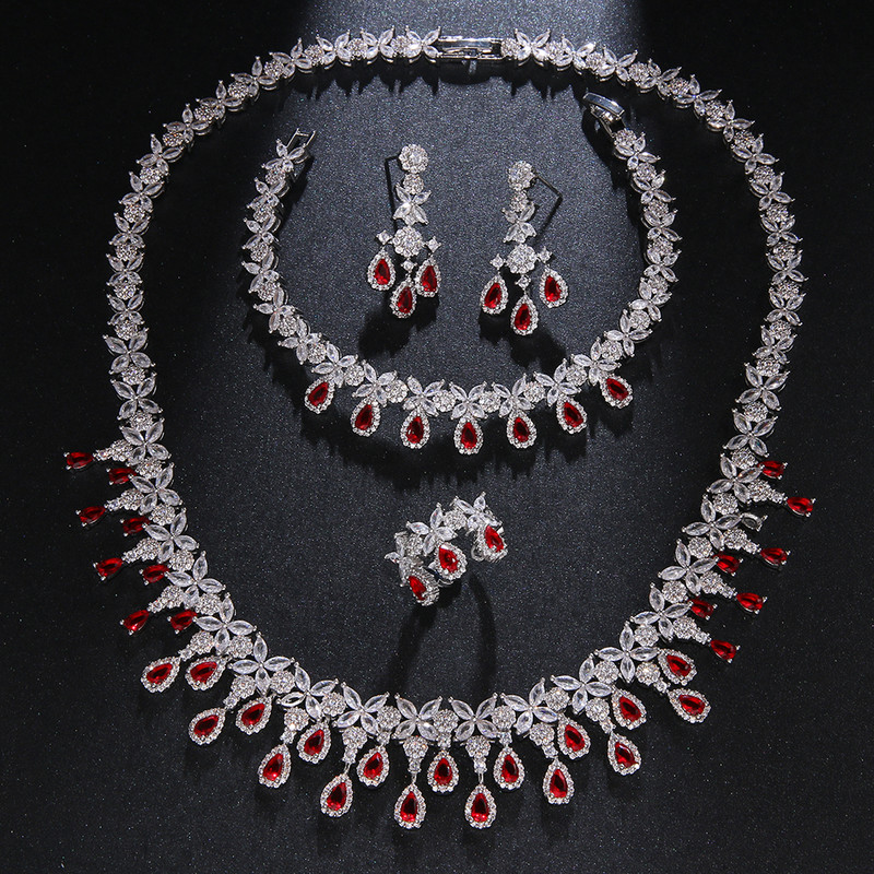 EmmayaZircons blizgus kubinis cirkonis vakarinių suknelių papuošalų rinkinys moterims Madingi nuotakų vestuvių kolekcijos aksesuarai