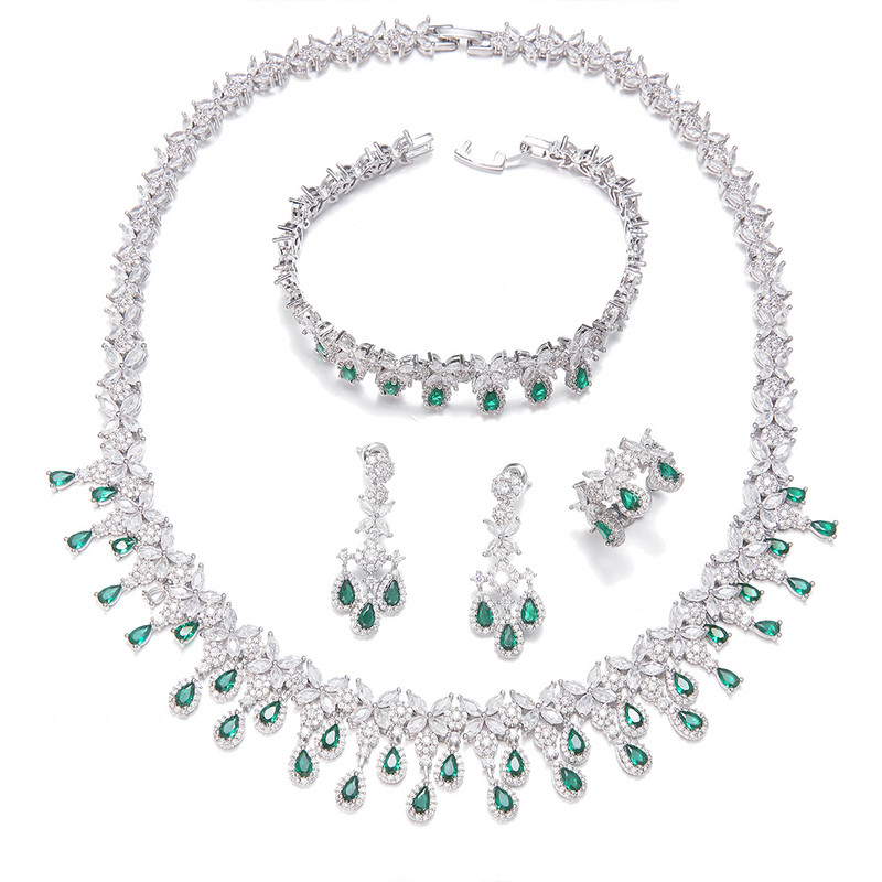 EmmayaZircons blizgus kubinis cirkonis vakarinių suknelių papuošalų rinkinys moterims Madingi nuotakų vestuvių kolekcijos aksesuarai
