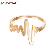 Inele de bataie a inimii de culoare aurie pentru femei Inel geometric cu electrocardiogramă ECG, bijuterii la modă pentru petrecere, bagues femme