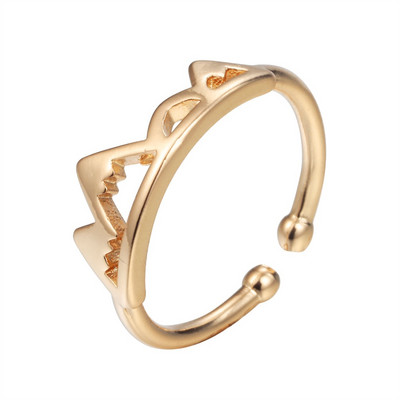 Inele de bataie a inimii de culoare aurie pentru femei Inel geometric cu electrocardiogramă ECG, bijuterii la modă pentru petrecere, bagues femme