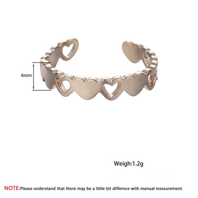 Inele de bataie a inimii de culoare aurie pentru femei Inel geometric cu electrocardiogramă ECG, bijuterii la modă pentru petrecere, bagues femme