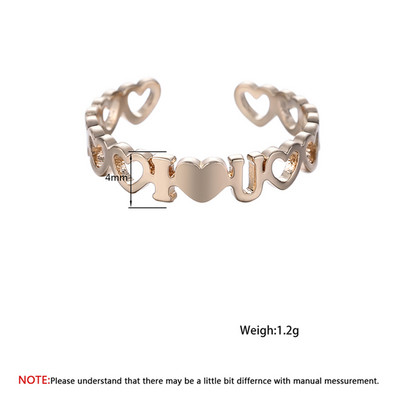 Inele de bataie a inimii de culoare aurie pentru femei Inel geometric cu electrocardiogramă ECG, bijuterii la modă pentru petrecere, bagues femme