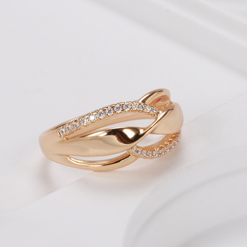 Нов дизайн с кухи усукани линии Луксозни пръстени за жени розово злато Малък циркон Изящни бижута за пръсти Модни парти тенденции Секси пръстени
