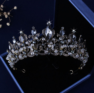 Barokiniai vintažiniai juodi krištoliniai tiaros karūnos karoliai auskarai dirbtinių perlų vestuvinių papuošalų rinkiniai moterims vestuviniai aksesuarai