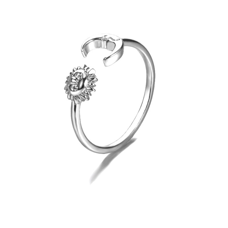 Nerūdijančio plieno reguliuojami Saulės mėnulio žiedai Rose Romantiški sužadėtuvių žiedai moterims Anillos Love Jewelry