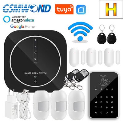 Tuya WiFi signalizacijos sistema GSM Smart Home Security Apsauga Signalizacija 11 Kalbos keitimo palaikymas Alexa Google Assistant