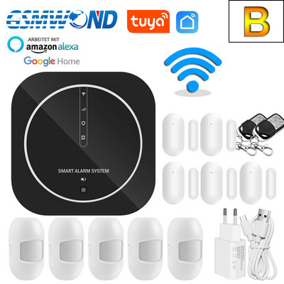 Tuya WiFi signalizacijos sistema GSM Smart Home Security Apsauga Signalizacija 11 Kalbos keitimo palaikymas Alexa Google Assistant