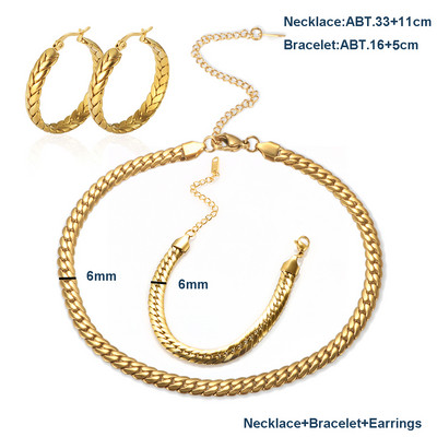 Nerūdijančio plieno aukštos poliruotos persidengiančios pintos gyvatės kaulo grandinės karoliai apyrankės auskarai moterims vyriški papuošalų rinkinys