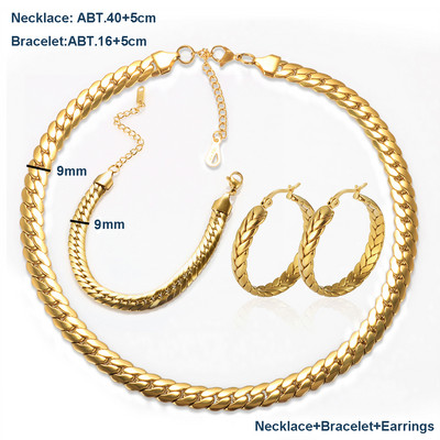 Nerūdijančio plieno aukštos poliruotos persidengiančios pintos gyvatės kaulo grandinės karoliai apyrankės auskarai moterims vyriški papuošalų rinkinys