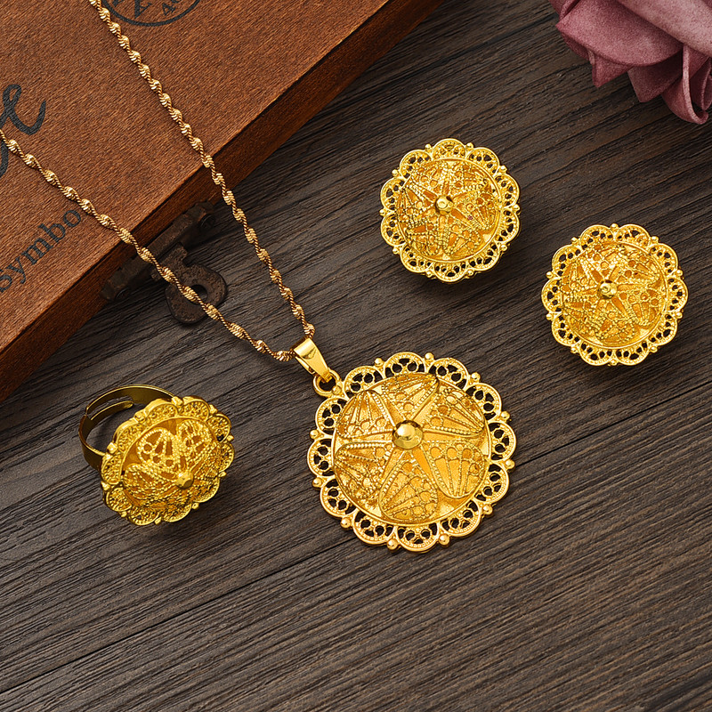 Naujausi Etiopijos papuošalų rinkiniai Pakabukai Auskarai Žiedai Afrikos Eritrėjos Habesha Vestuvių Sužadėtuvių Dovanos