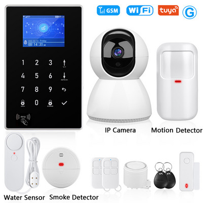 Elecpow Tuya Smart Home WIFI GSM apsaugos signalizacijos sistema Belaidė įsilaužimo judesio detektorius dūmų durų langų jutiklis IP kamera