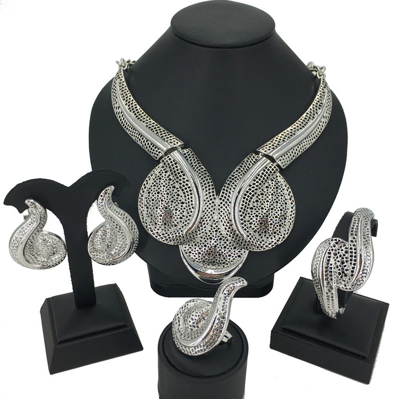 Madingi itališko dizaino moteriški dideli karoliai papuošalų rinkinys Originalus paauksuotas prabangus Dubajaus vestuvių papuošalas Nemokamas pristatymas FHK13667