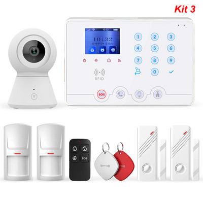 „Wolf-Guard Wifi GSM LCD“ namų signalizacijos apsaugos sistema „TuYa APP“ valdymas 11 kalbų „pasidaryk pats“ fotoaparatas, saulės sirena, PIR detektorius, durų jutiklis