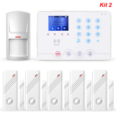 „Wolf-Guard Wifi GSM LCD“ namų signalizacijos apsaugos sistema „TuYa APP“ valdymas 11 kalbų „pasidaryk pats“ fotoaparatas, saulės sirena, PIR detektorius, durų jutiklis