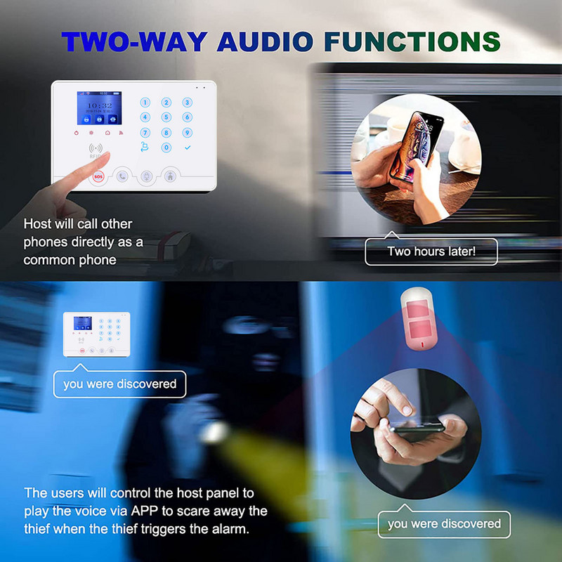 „Wolf-Guard Wifi GSM LCD“ namų signalizacijos apsaugos sistema „TuYa APP“ valdymas 11 kalbų „pasidaryk pats“ fotoaparatas, saulės sirena, PIR detektorius, durų jutiklis