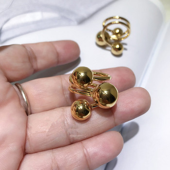 Преувеличени пръстени с метални топки за жени, пънк момиче, хип-хоп, Harajuku, злато, сребро, цвят, отворен пръстен, чар, бижута, аксесоари, подаръци