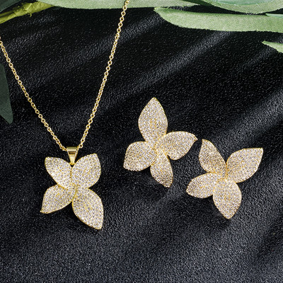 ZAKOL Luksuzni AAA kubični cirkon Micro Pave Flower Naušnice Prsten Narukvica Ogrlica Set za žene Vjenčani Anneaux nakit FSSP3077