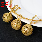 Sunny papuošalų rinkiniai tuščiaviduriai rutuliukai aukso spalvos auskarai pakabinami karoliai moterims Naujas dizainas vestuvių vakarėliui Dovana klasikinė