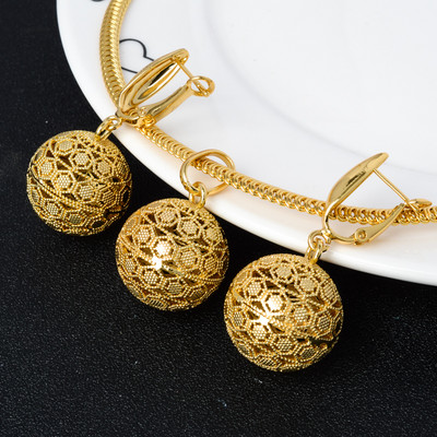 Sunny papuošalų rinkiniai tuščiaviduriai rutuliukai aukso spalvos auskarai pakabinami karoliai moterims Naujas dizainas vestuvių vakarėliui Dovana klasikinė