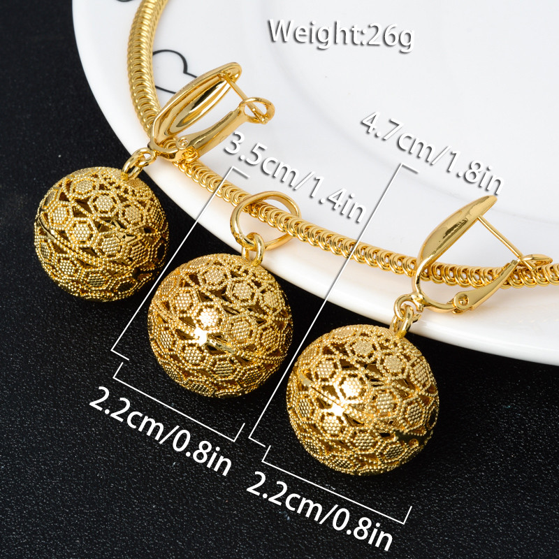 Sunny papuošalų rinkiniai tuščiaviduriai rutuliukai aukso spalvos auskarai pakabinami karoliai moterims Naujas dizainas vestuvių vakarėliui Dovana klasikinė