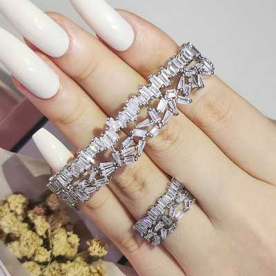 2023 m. naujas prabangus rožinio aukso sidabro spalvos atviras reguliuojamas papuošalų rinkinys moterims Vestuvių nuotakos dovana Dubajus Turkijos musulmonas J6238