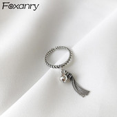 FOXANRY Srebrno prstenje za žene Trendy Elegant Vintage Make Old Creative Bells S kićankama Twist Texture Party nakit