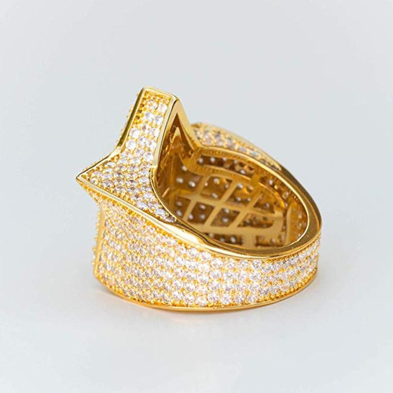 Milangirl Nauji hiphopo roko penkių žvaigždučių žiedai vyrams prabangūs aukso sidabro spalvos cirkonio žiedai cirkonio pentagramos žiedai moterims vestuvių vakarėlis