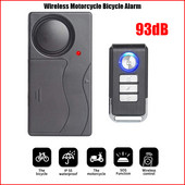93dB Безжична аларма за велосипед Вибрационен сензор за движение Мотоциклет Сензори за сигурност на велосипеда Аларма за велосипед с дистанционно SOS Аларма Детектор