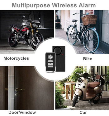 93dB Безжична аларма за велосипед Вибрационен сензор за движение Мотоциклет Сензори за сигурност на велосипеда Аларма за велосипед с дистанционно SOS Аларма Детектор