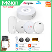 Zigbee3.0 Tuya Gateway Senzor de ușă pentru fereastră Detector de mișcare cu infraroșu prin Smart Life/Tuya APP Control Tuya Smart Alarm System Kits