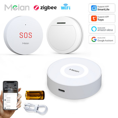 Zigbee3.0 Tuya Gateway Senzor de ușă pentru fereastră Detector de mișcare cu infraroșu prin Smart Life/Tuya APP Control Tuya Smart Alarm System Kits