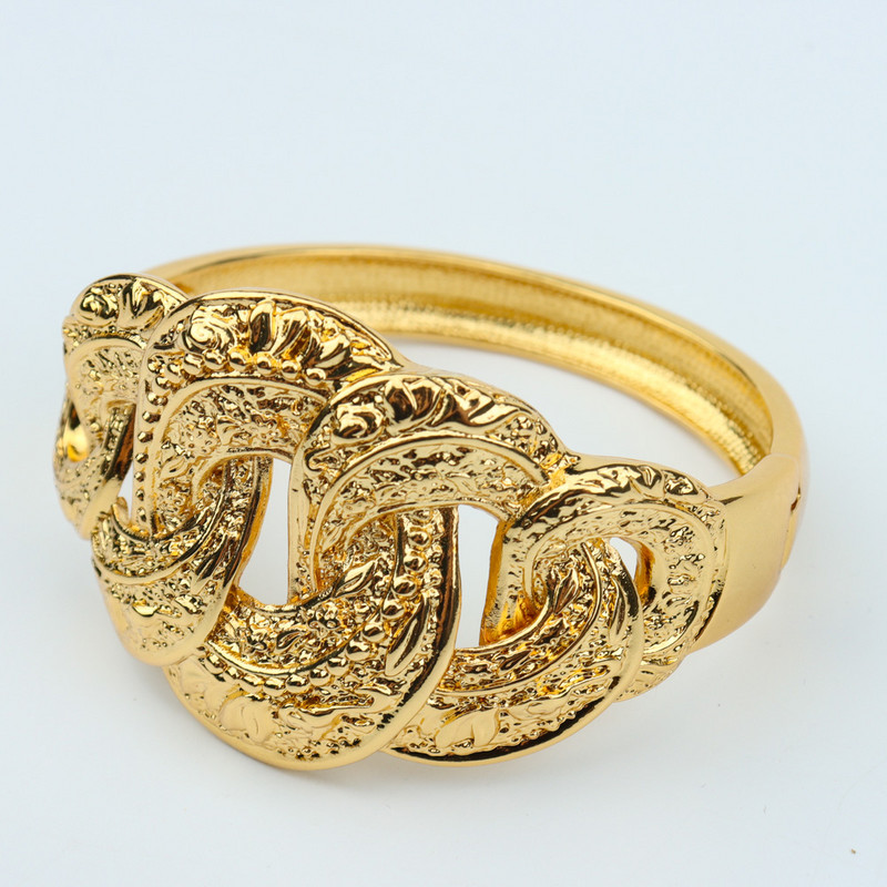 Set mare de bijuterii pentru femei Dubai Mireasa Colier mare Cercei placati cu aur Inel pentru iubitori Accesorii vestimentare de nunta