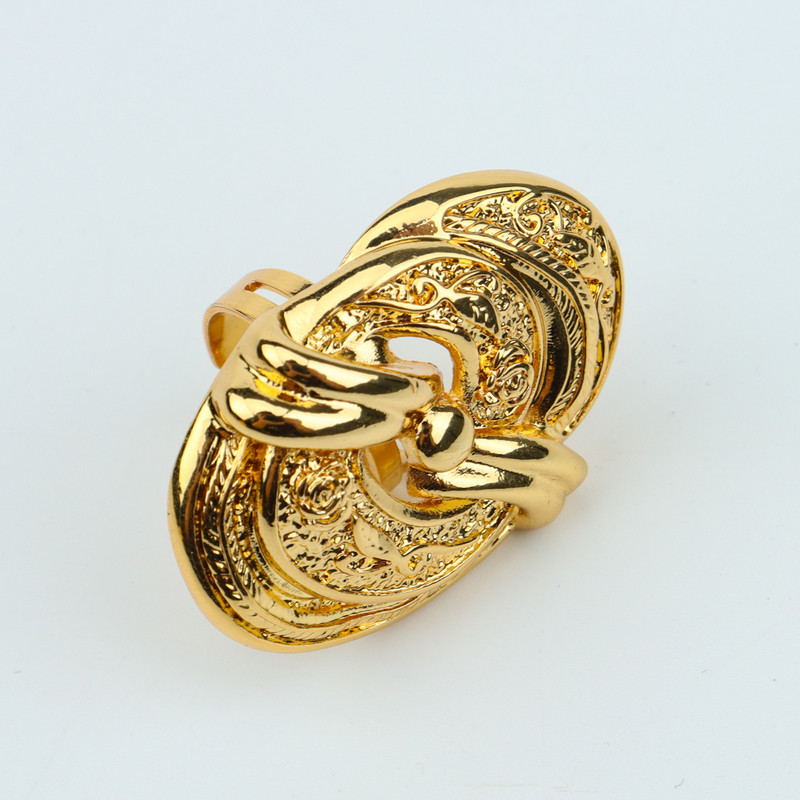 Set mare de bijuterii pentru femei Dubai Mireasa Colier mare Cercei placati cu aur Inel pentru iubitori Accesorii vestimentare de nunta