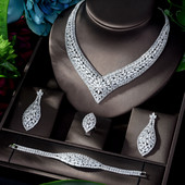 HIBRIDE Prabangus AAA CZ Afrikos papuošalų rinkinys moterims Vestuvių cirkonio krištolo CZ Indijos Afrikos vestuvinių papuošalų rinkinys Bijoux N-1153