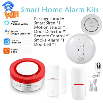 Namų apsaugos nuo įsilaužimo signalizacijos sistema belaidė blykstelėjusi blykstės sirena 433MHz WiFi House Tuya Smart Interconnected App nuotolinio valdymo pultas