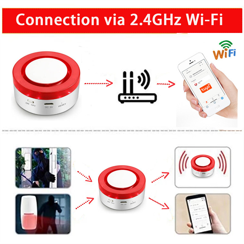 Namų apsaugos nuo įsilaužimo signalizacijos sistema belaidė blykstelėjusi blykstės sirena 433MHz WiFi House Tuya Smart Interconnected App nuotolinio valdymo pultas