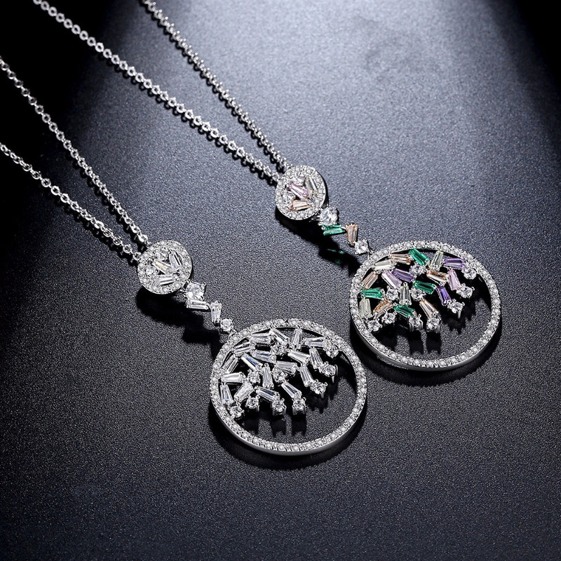 FXLRY Luksuzni bijeli/višebojni CZ cirkonski privjesci, ogrlice i setovi naušnica za žene Brincos Bijoux vjenčani nakit
