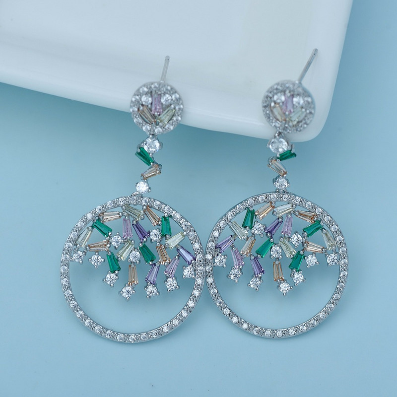 FXLRY Luksuzni bijeli/višebojni CZ cirkonski privjesci, ogrlice i setovi naušnica za žene Brincos Bijoux vjenčani nakit