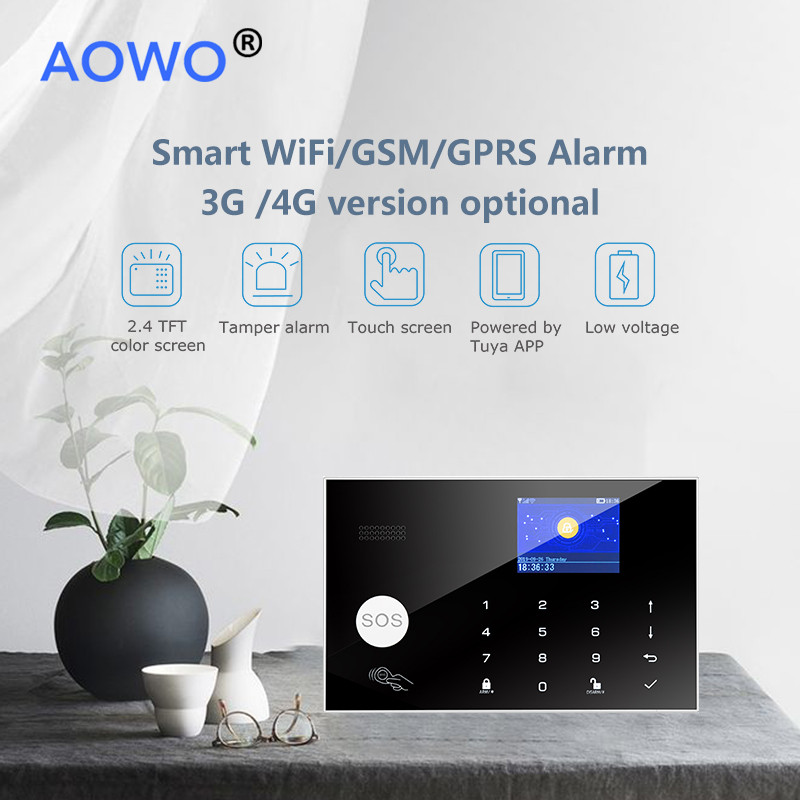 WiFi alarm Tuya bežični sigurnosni alarm 4G podrška Amazon Alexa Google kućna glasovna kontrola s RFID SOS IP kamera GSM alarm kućni