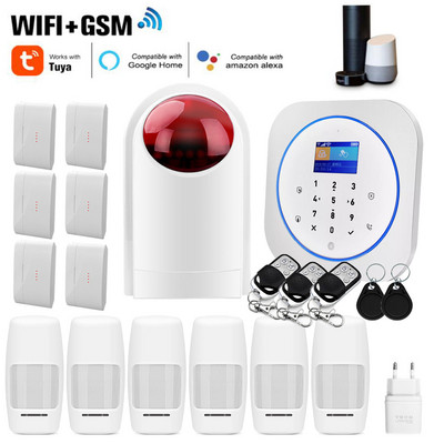 Sgooway Factory Touch Keypad WIFI GSM Домашна охрана срещу крадци Безжична Tuya Алармена система Детектор за движение APP Control Fire Smoke